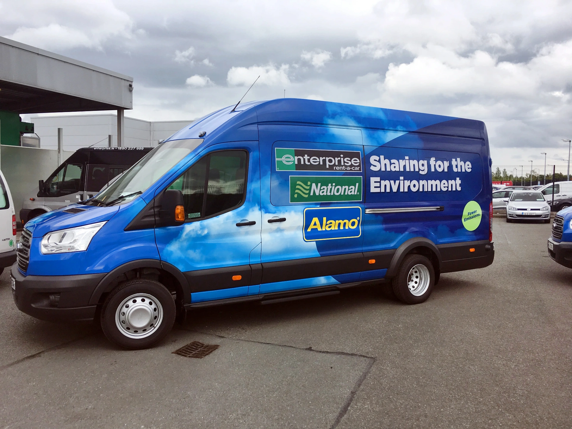 Branded shuttle vehicle livery work delivered by GRS Fleet Graphics.