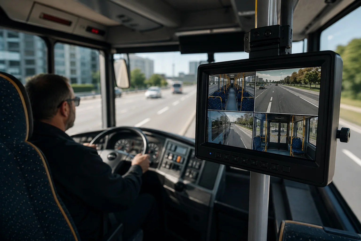 Bus and coach MDVR multi-camera coverage layout.