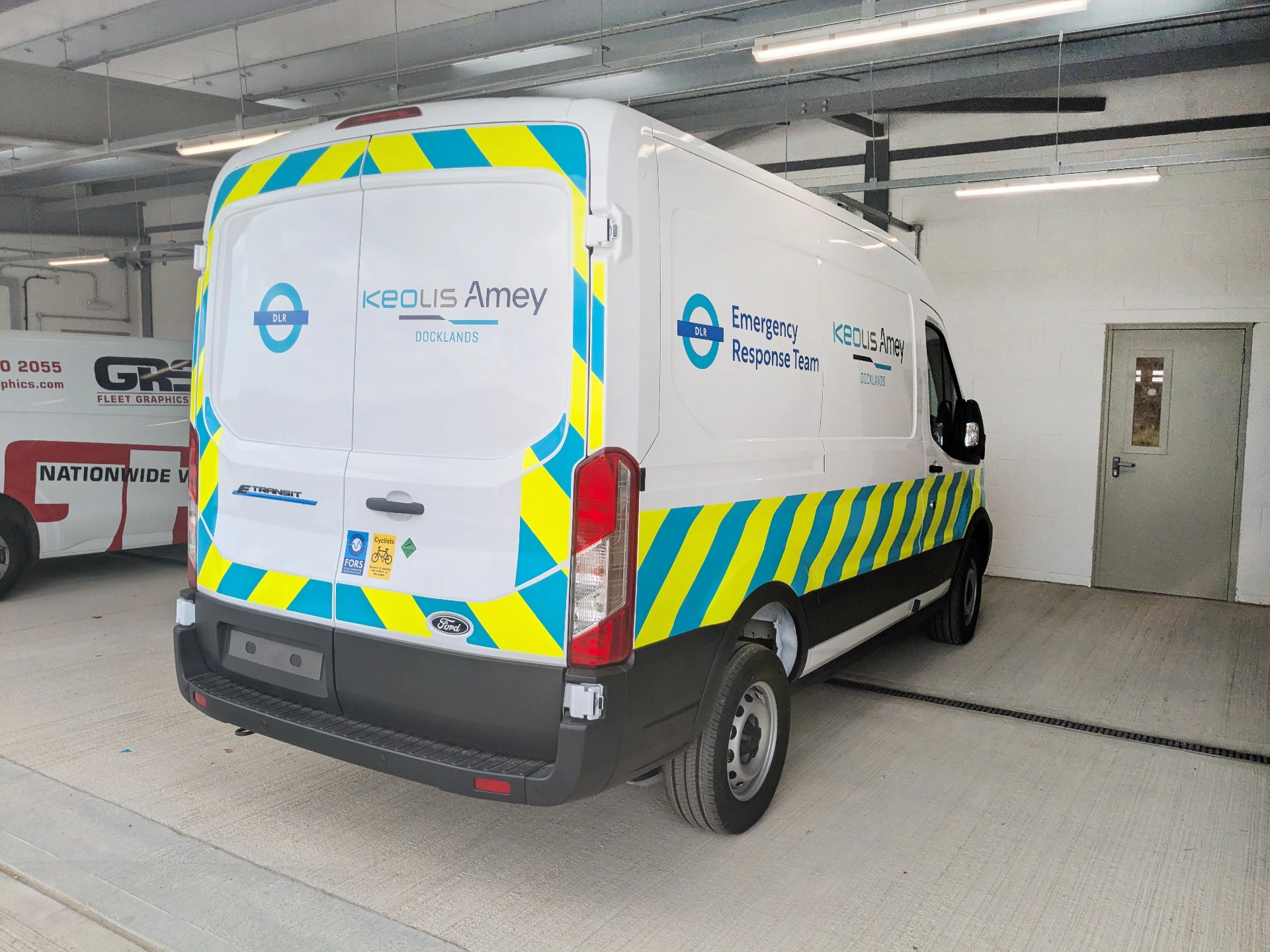 Branded transport vehicle livery work delivered by GRS Fleet Graphics.